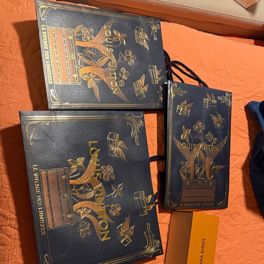 Luxury Designer Navy and Gold Men's Bag Set